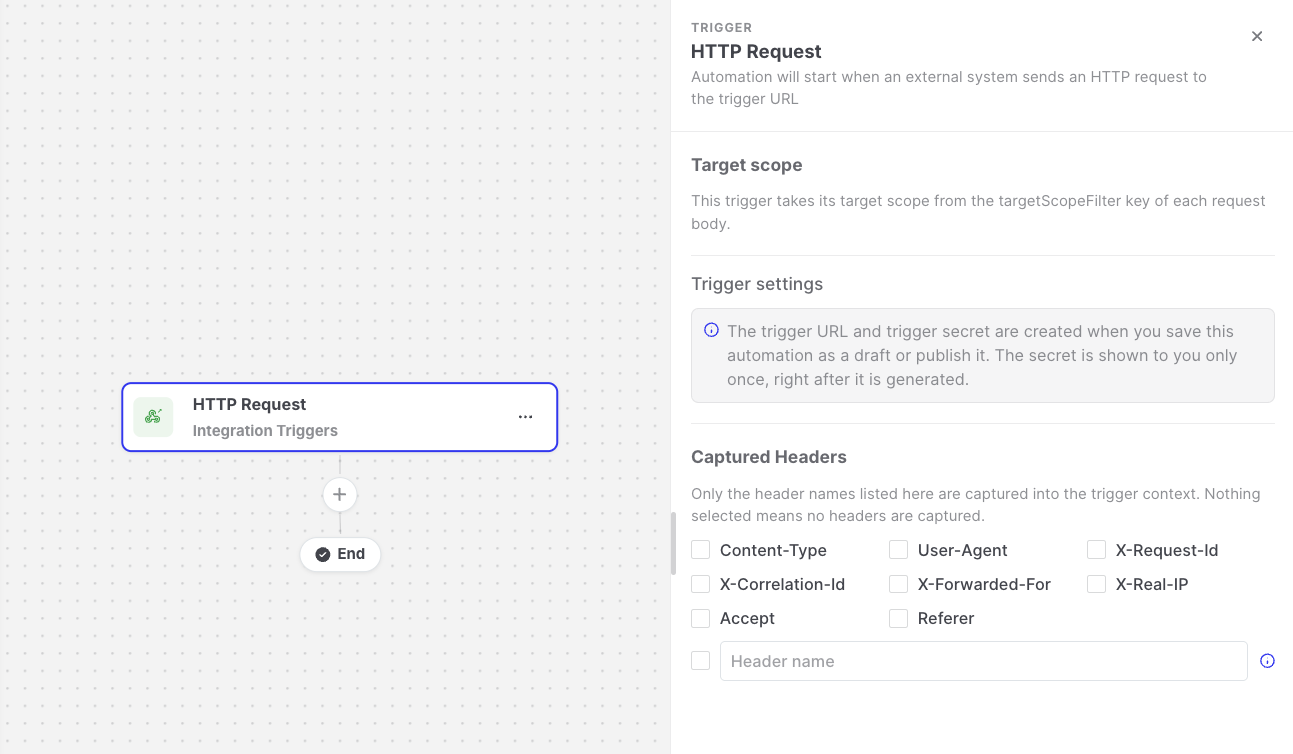HTTP Request: Trigger settings